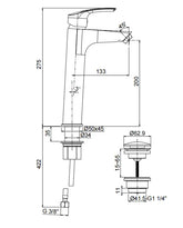 خلاط شجره لحوض الحمام عالي كروم ديورافيت